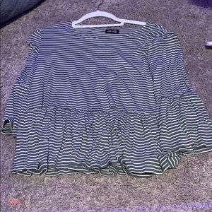 green and white striped top